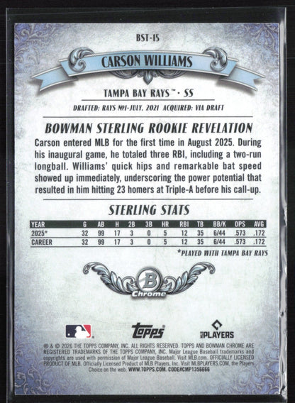 Carson Williams RC Mojo Bowman Sterling