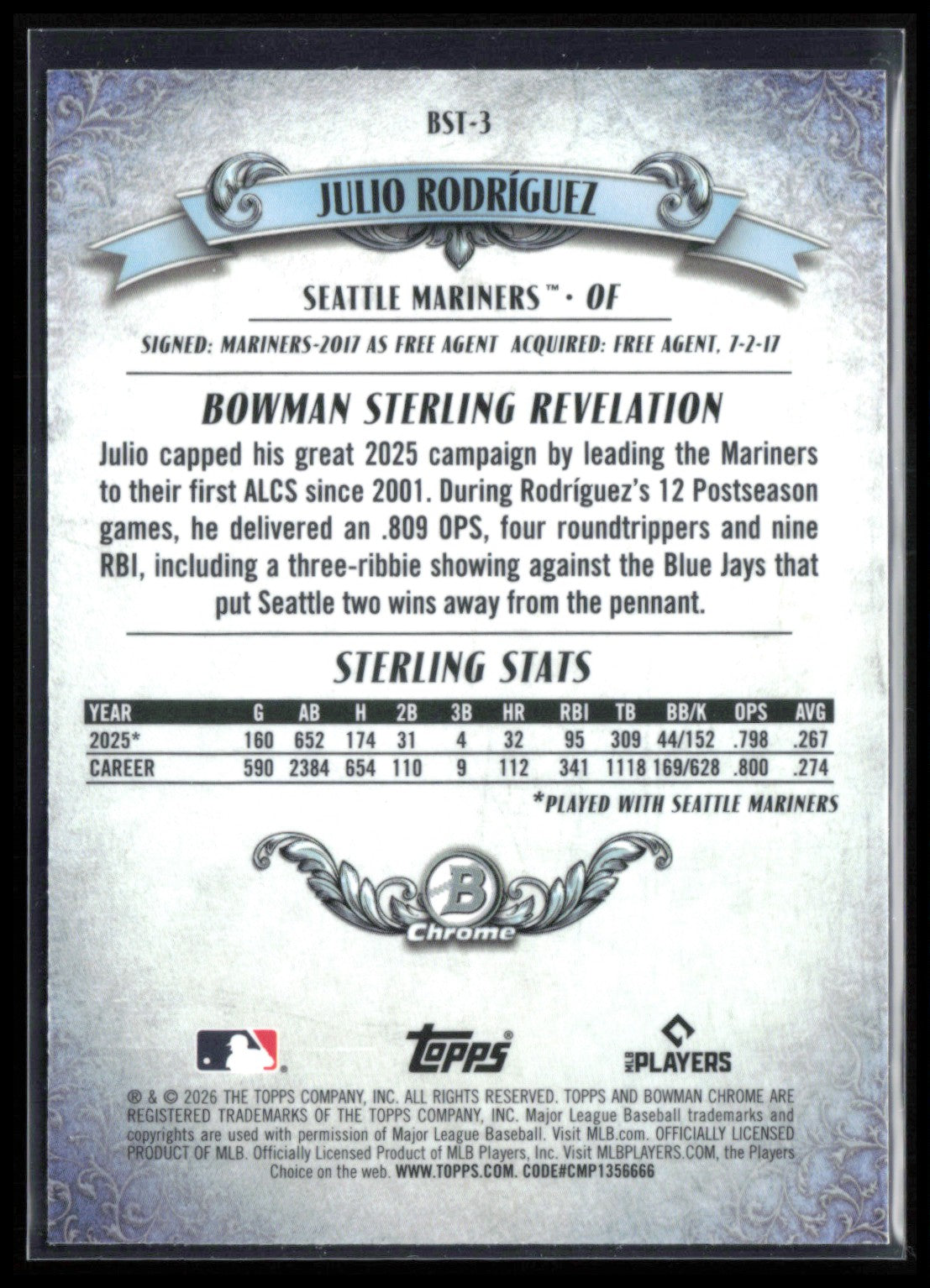 Julio Rodriguez Mojo Bowman Sterling