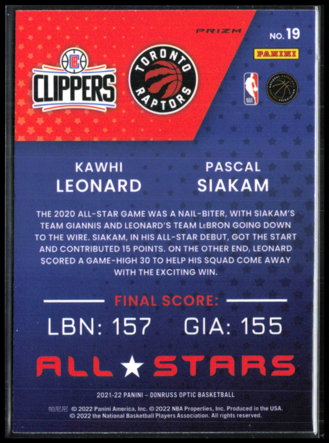 Pascal Siakam/Kawhi Leonard All Stars Fast Break
