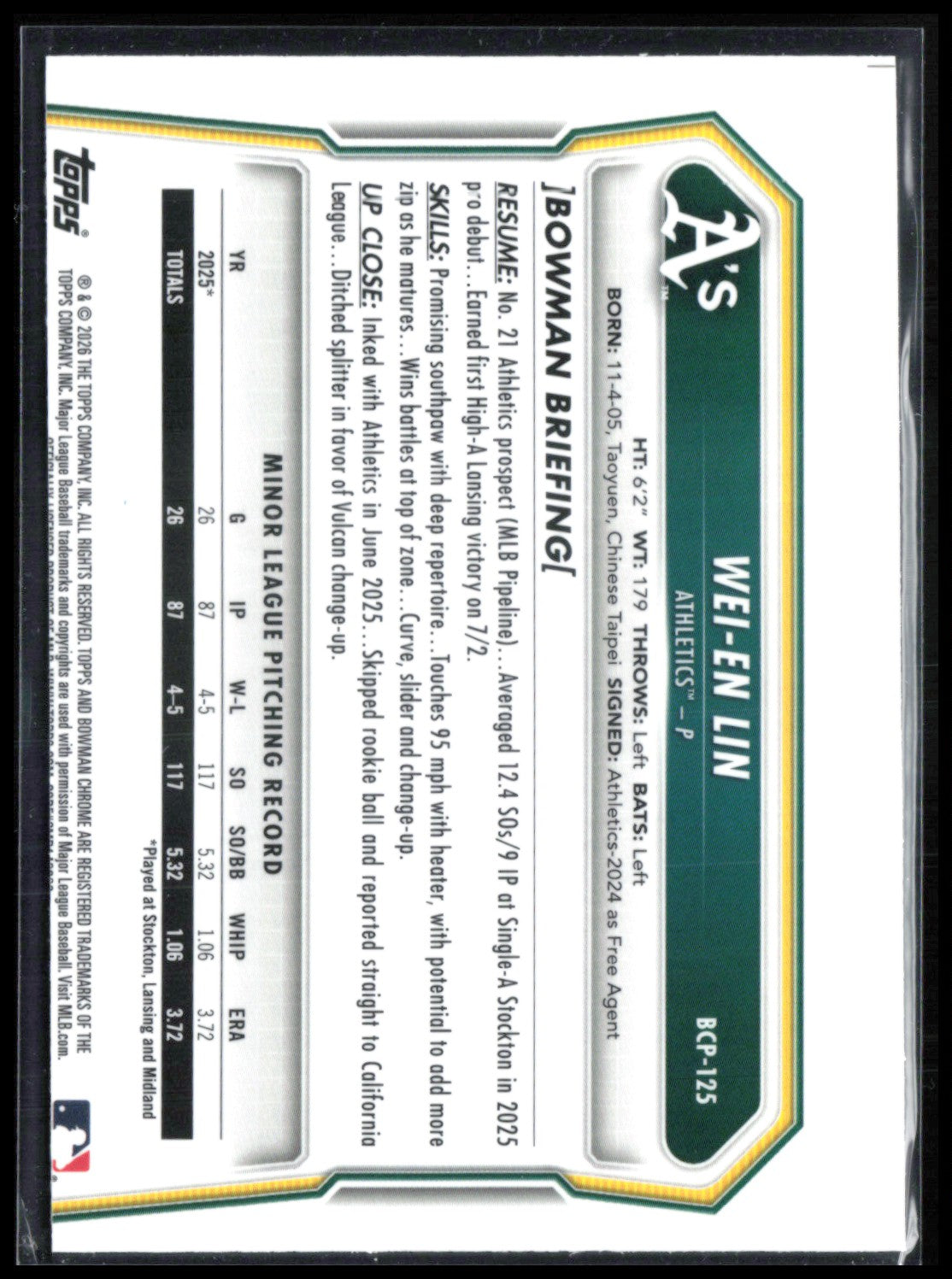 Wei-En Lin 1st Bowman Mojo