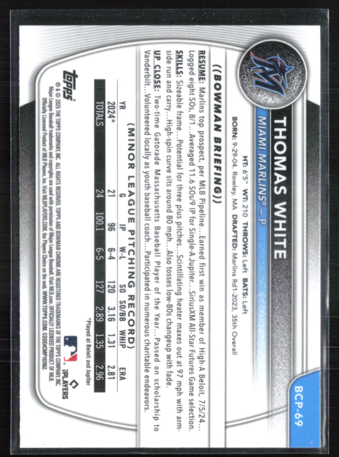 Thomas White 1st Bowman Mojo