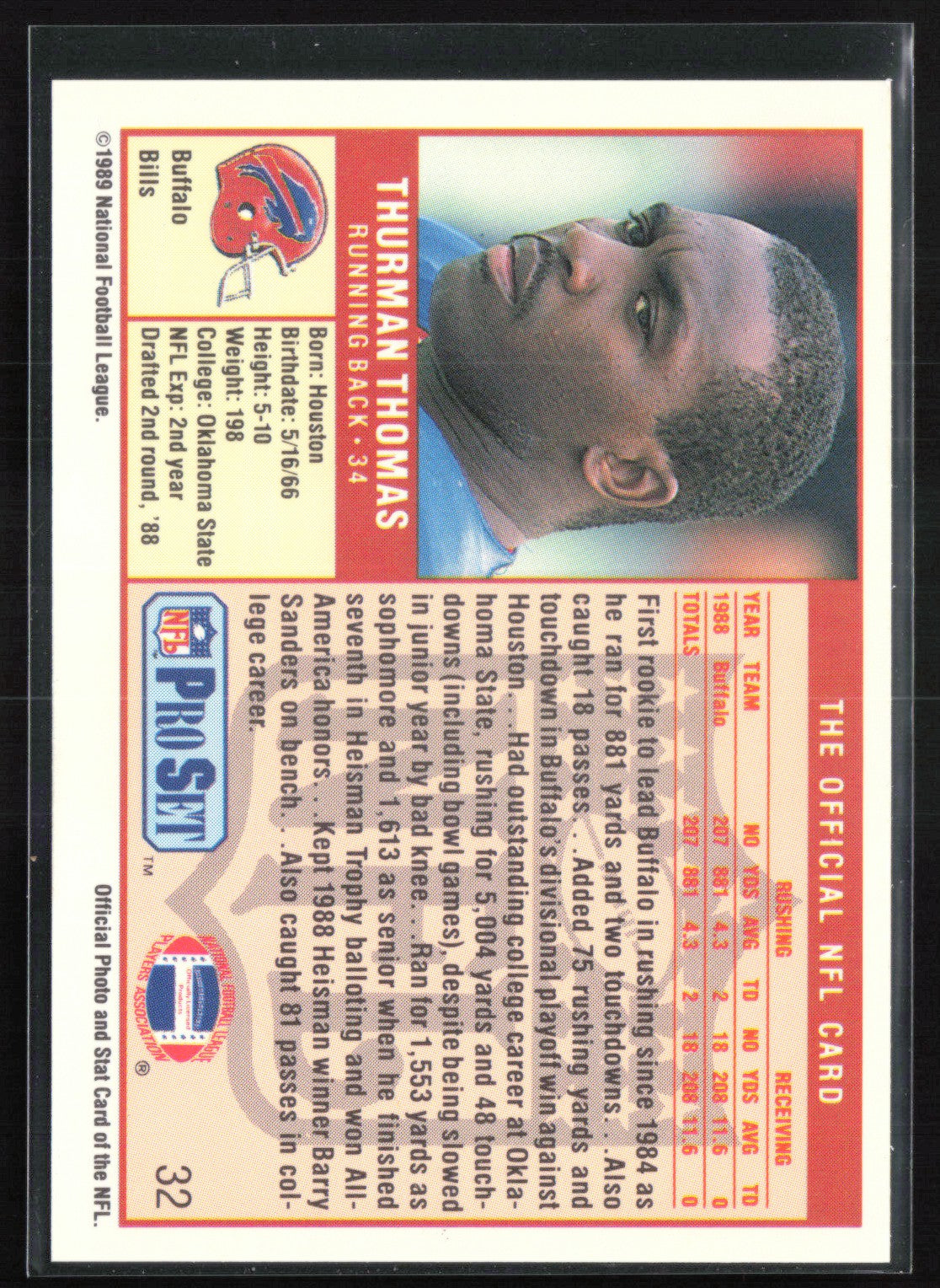 Thurman Thomas 1989 Pro Set