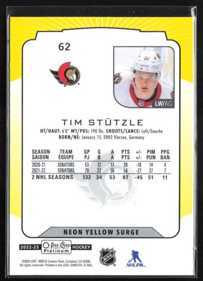 Tim Stutzle Neon Yellow Surge