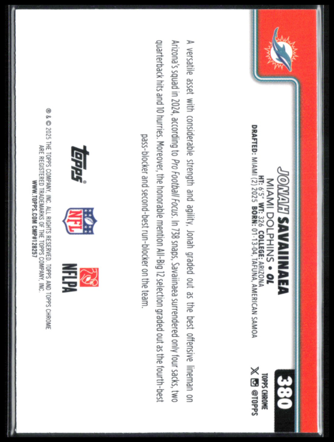 Jonah Savaiinaea RC LIght Blue Wave /299