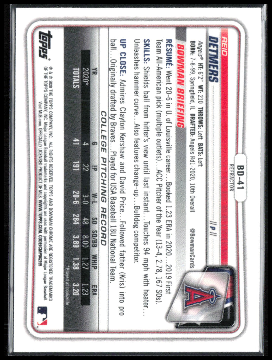 Reid Detmers 1st Bowman Refractor