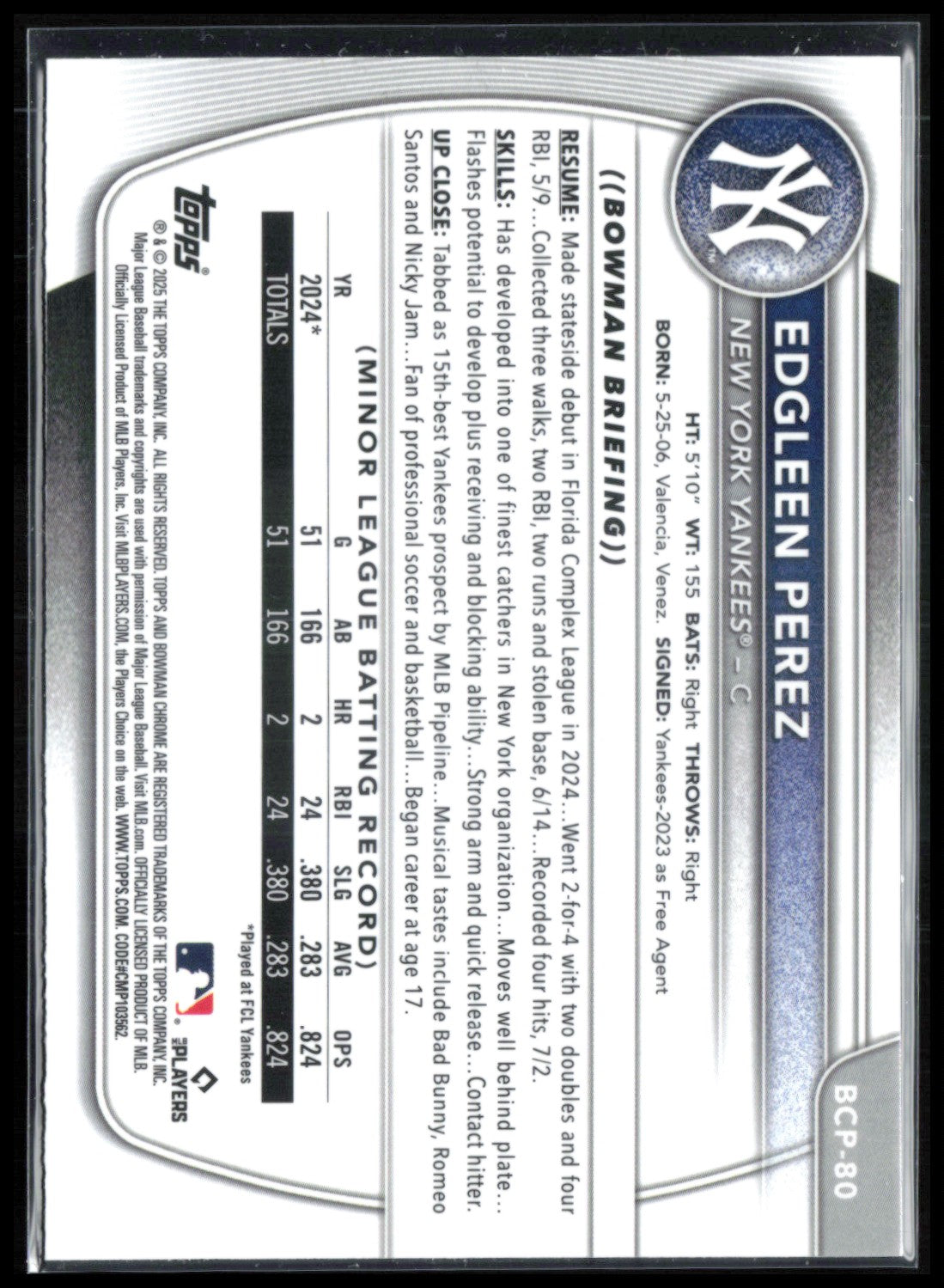 Edgleen Perez 1st Bowman Mojo
