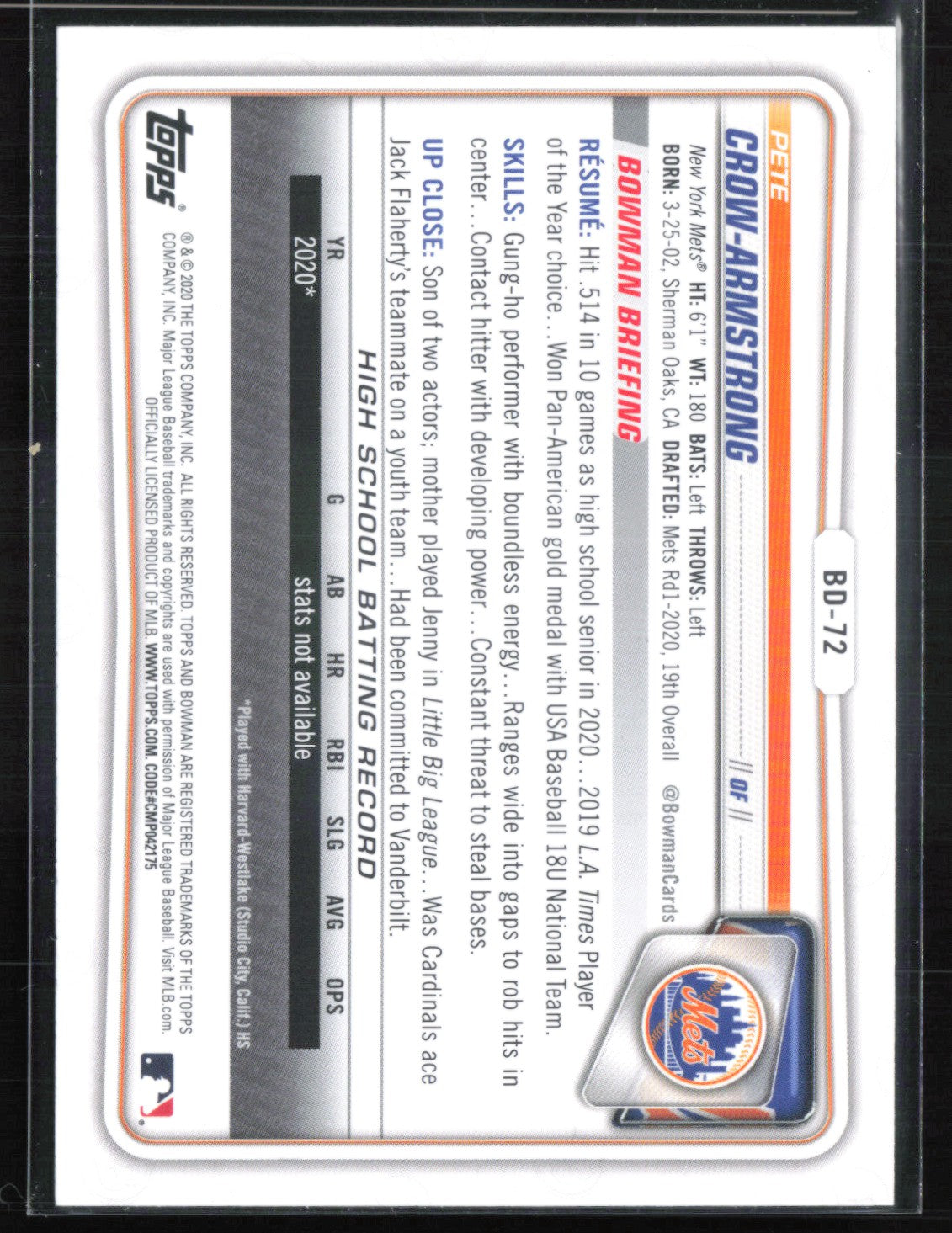 Pete Crow-Armstrong 1st Bowman