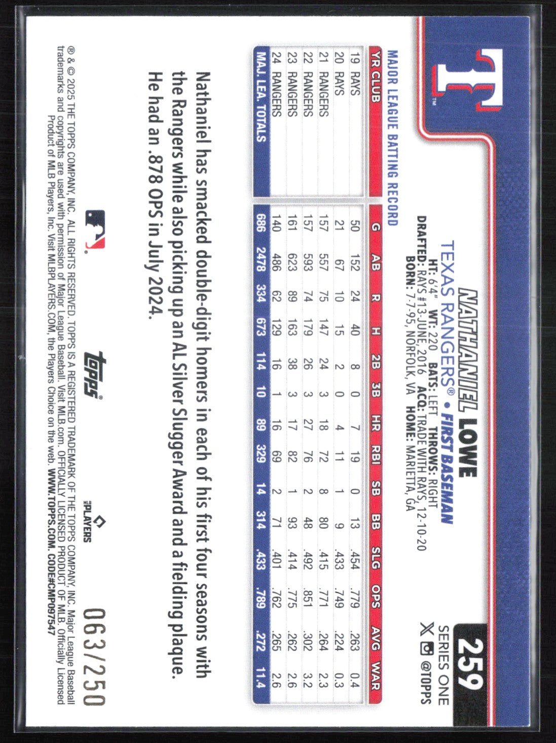 Nathaniel Lowe Purple /250