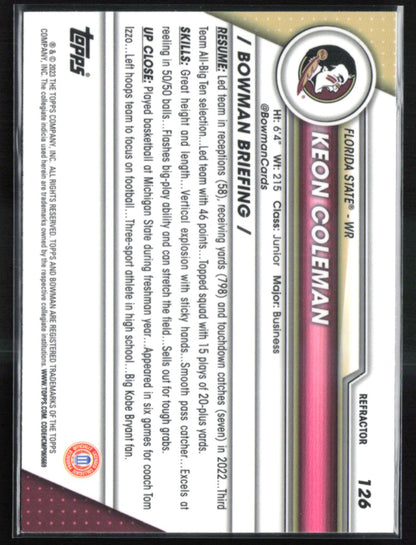 Keon Coleman 1st Bowman Refractor