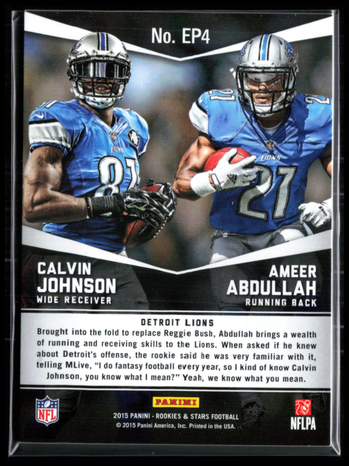 Ameer Abdullah/Calvin Johnson 2015 Rookies & Stars