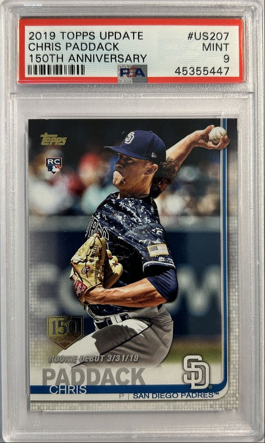 Chris Paddack RC 2019 Topps Update 150th Ann. PSA 9
