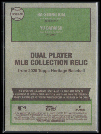 Yu Darvish / Ha-Seong Kim Dual Game-Used Relics