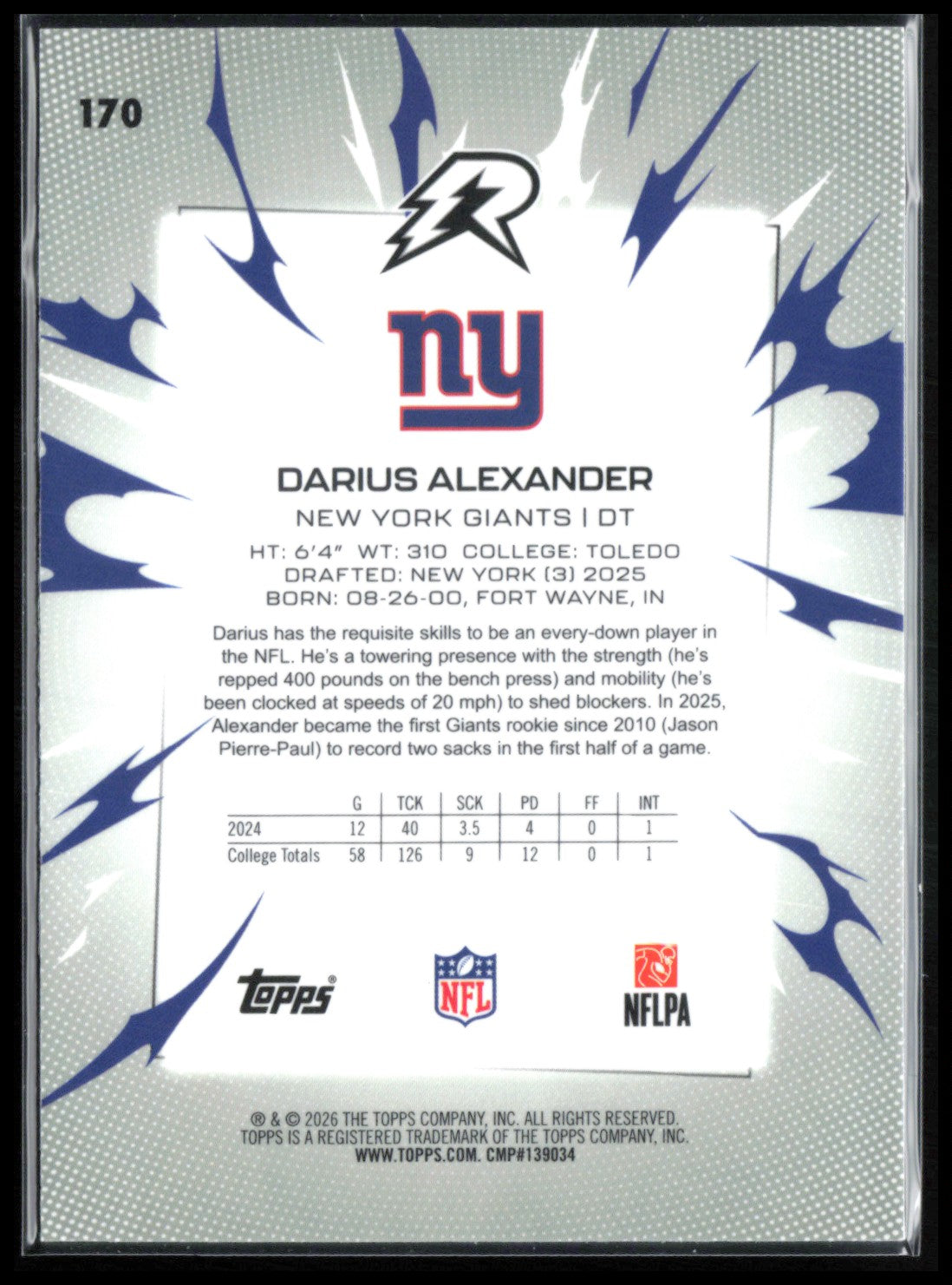 Darius Alexander RC Blue & Orange 2026 Topps Resurgence