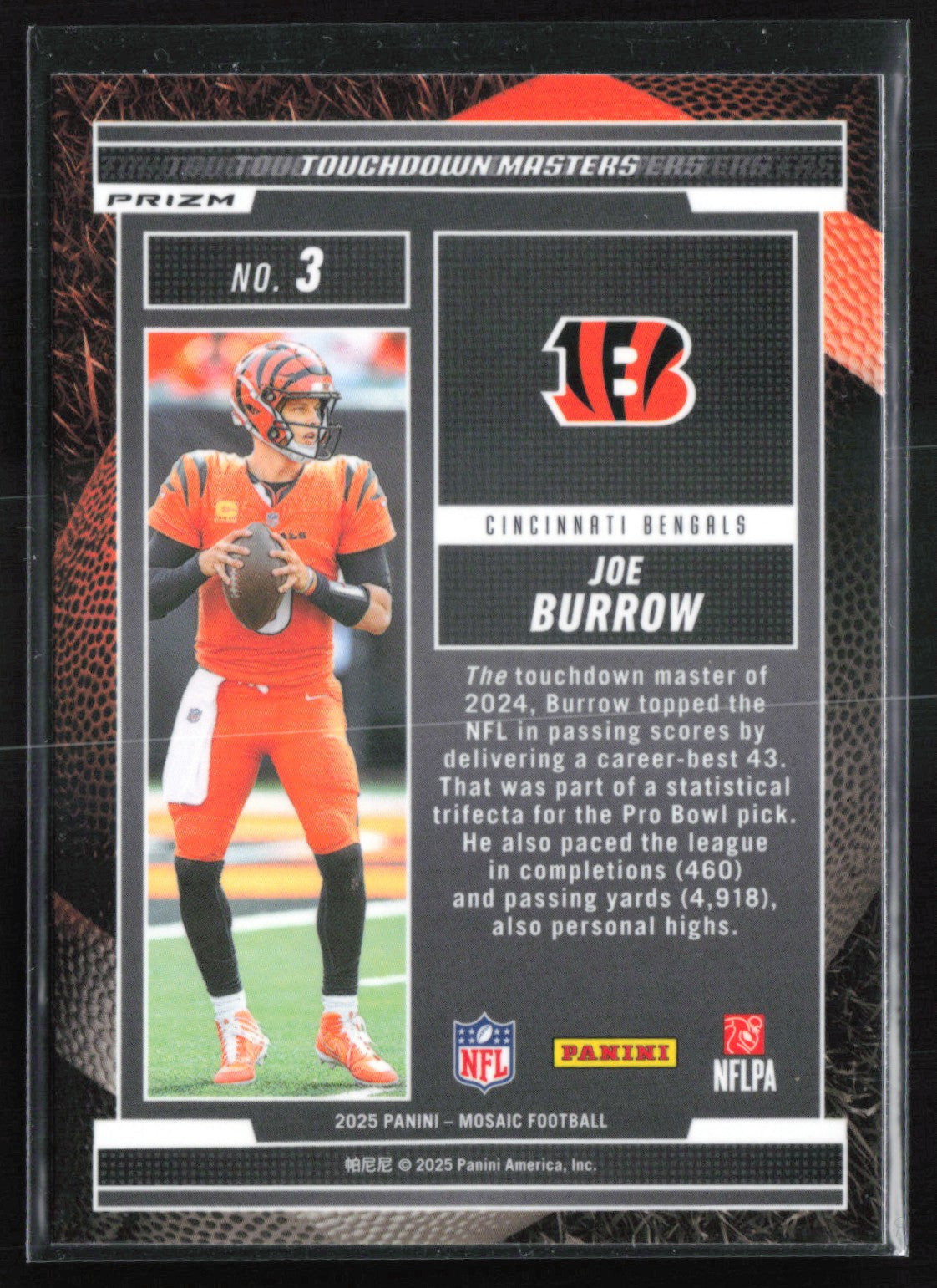 Joe Burrow Orange Mosaic Prizm