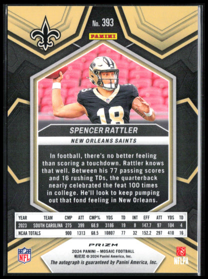 Spencer Rattler RC Auto White Mosaic 2024 Mosaic