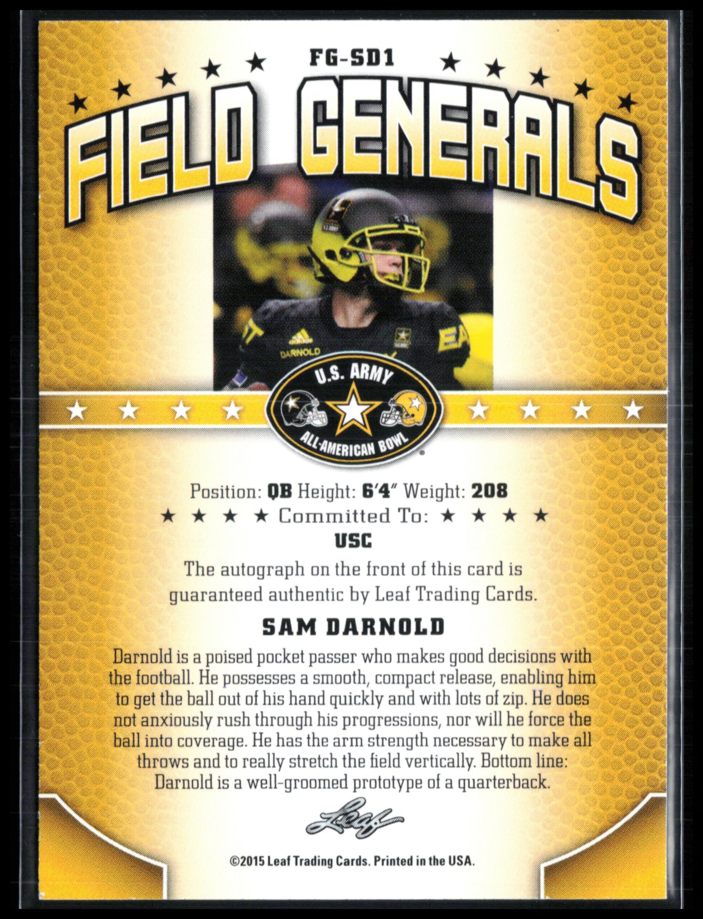 Sam Darnold Auto 05/10 2015 Leaf