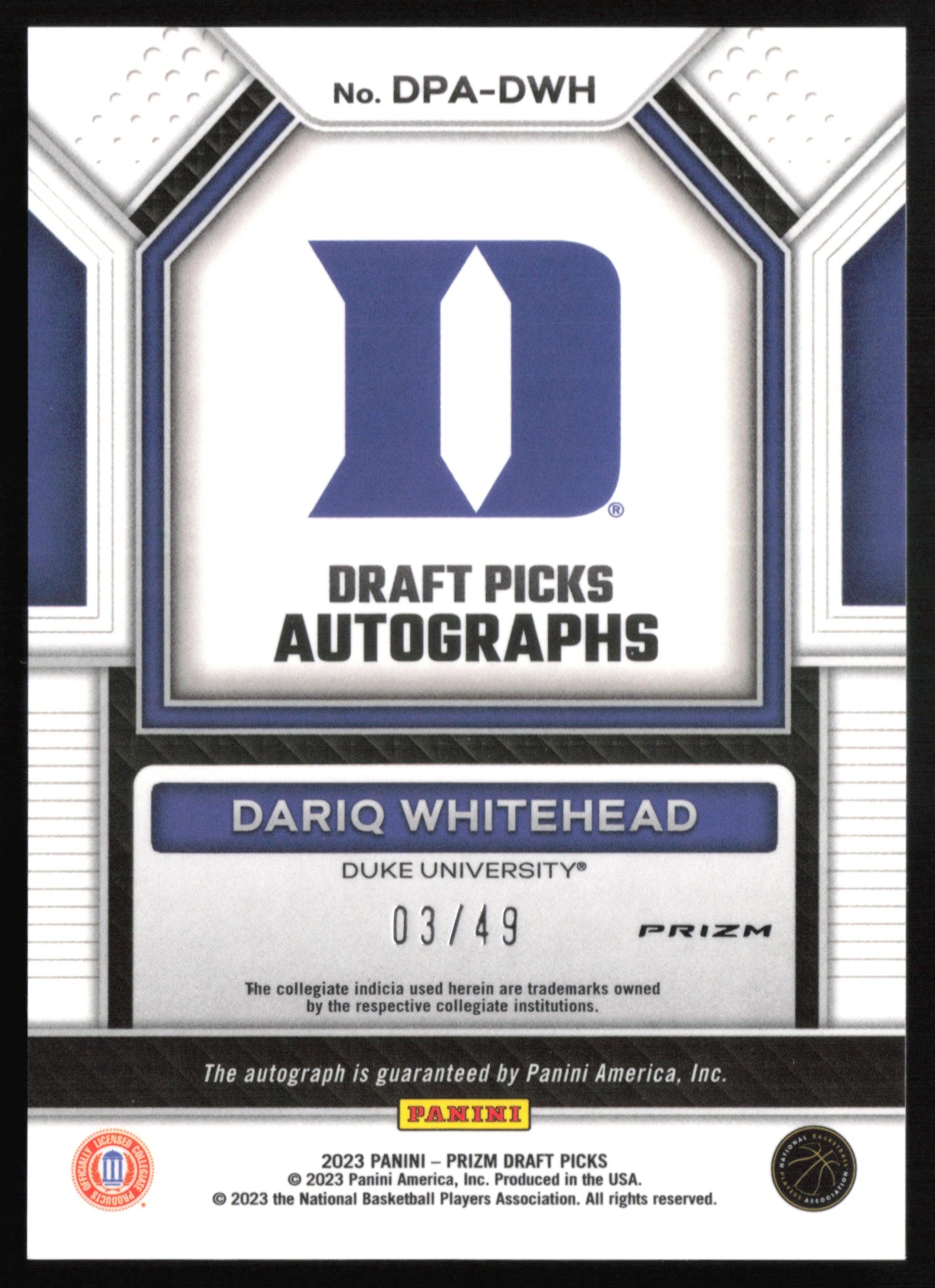 Dariq Whitehead RC Auto Orange Pulsar /49