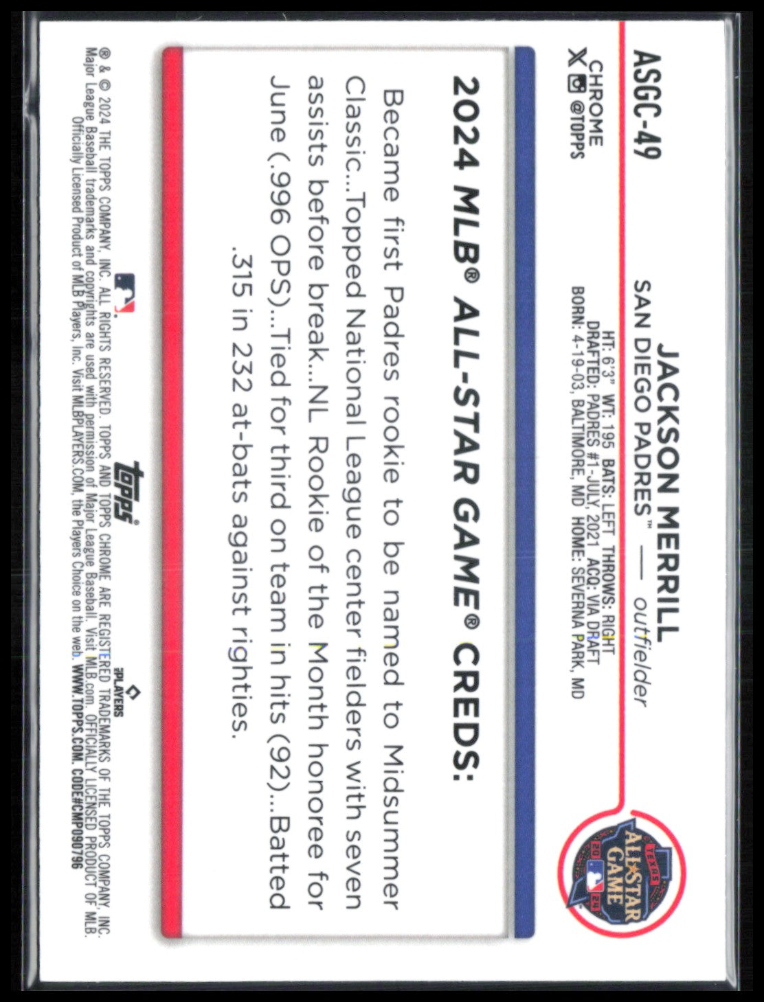 Jackson Merrill RC ASG