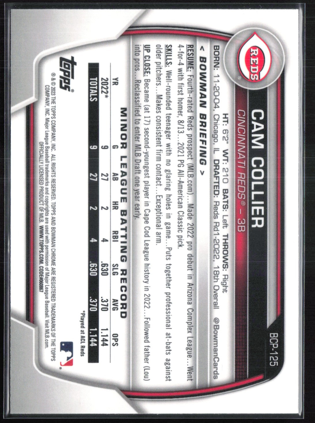 Cam Collier 1st Bowman Mojo