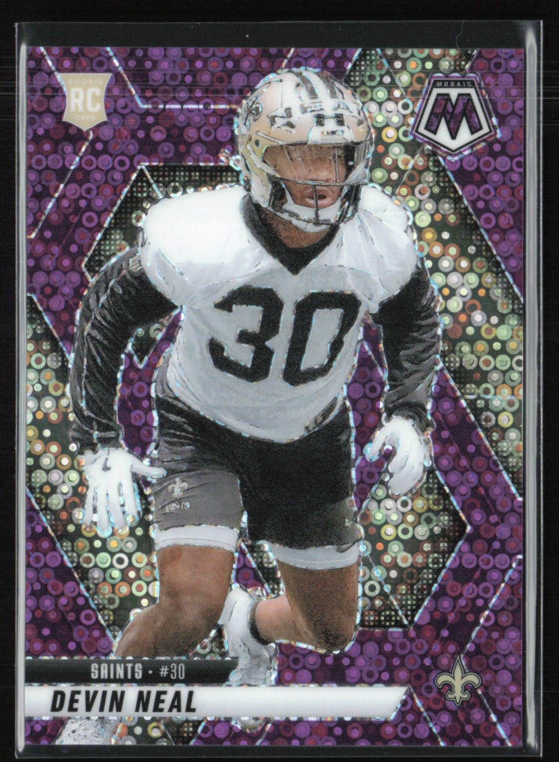 2025 Panini Mosaic No Huddle Purple 330 Devin Neal RC Purple Disco 24/ ...