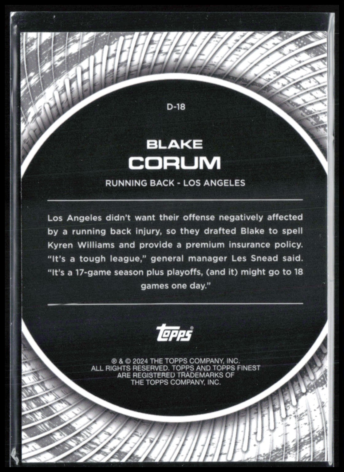 Blake Corum RC Purple /125 Finest Debuts