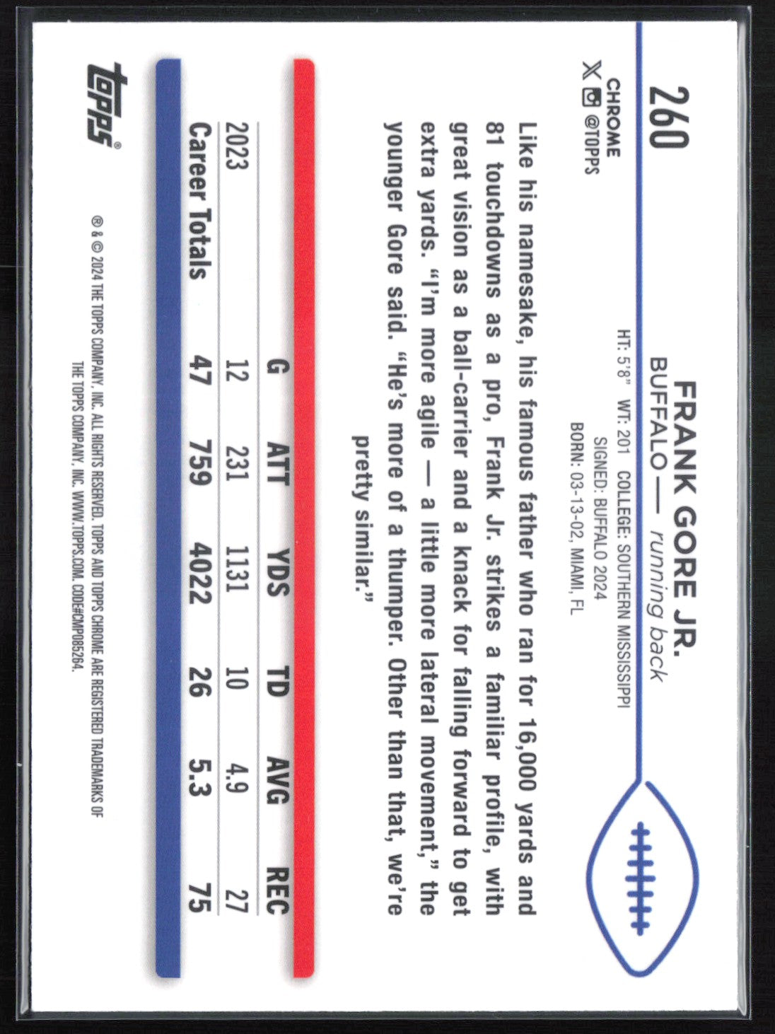 Frank Gore Jr. RC X-Fractor