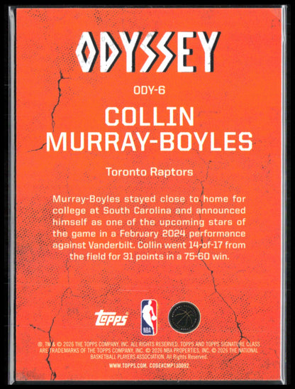 Collin Murray-Boyles RC Odyssey 2025 Topps Signature Class