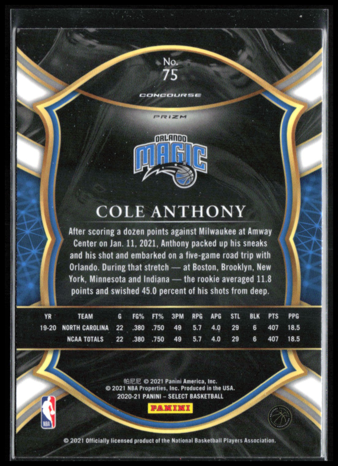 Cole Anthony RC Tri-Color Prizm