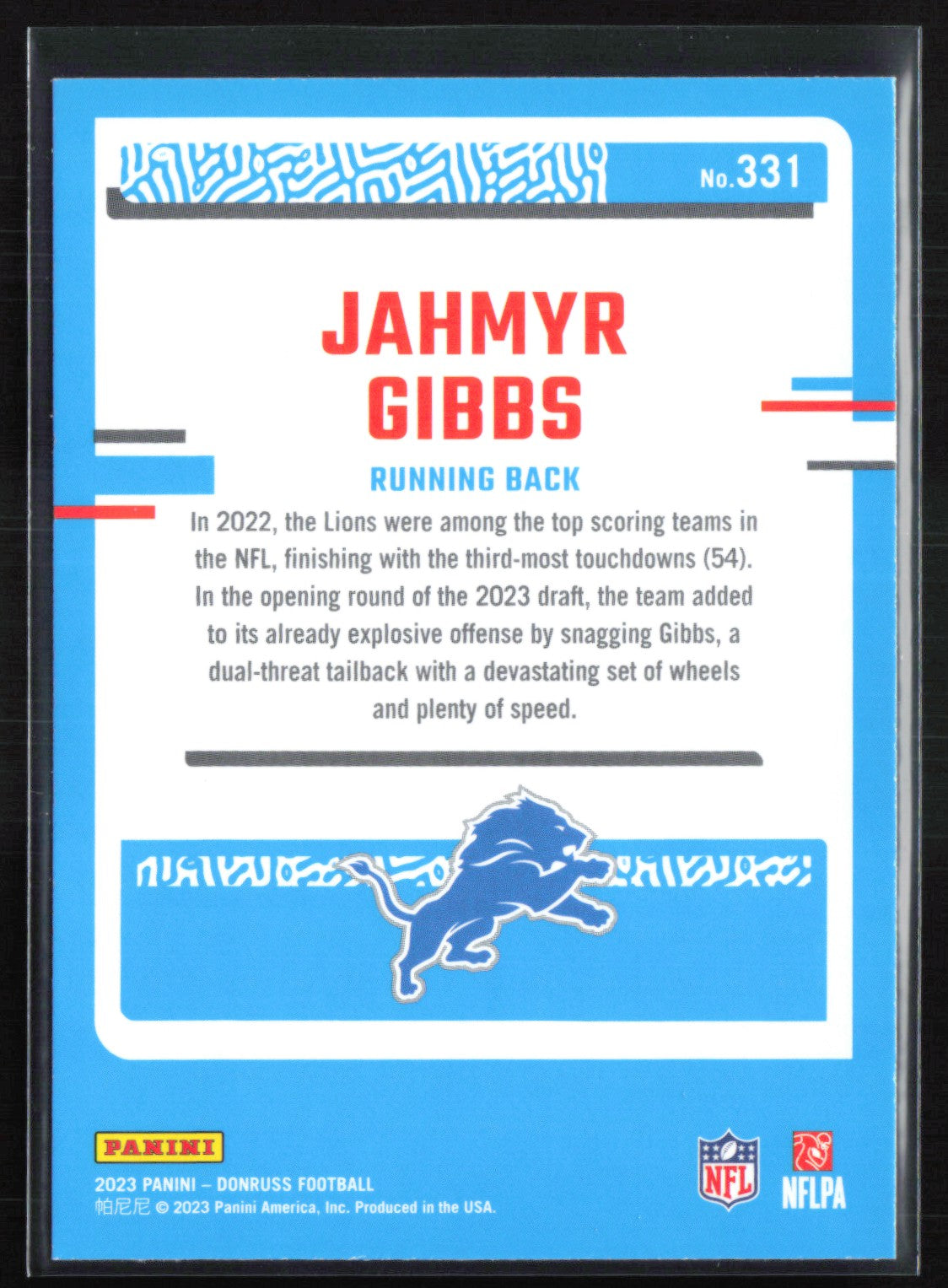 Jahmyr Gibbs RC Rated Rookie