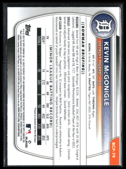 Kevin McGonigle 1st Bowman Mojo