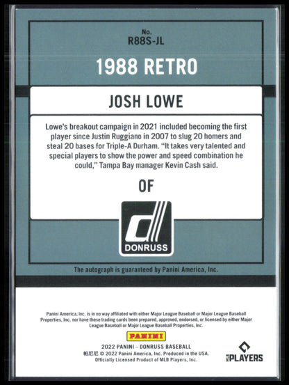 Josh Lowe Auto 2022 Donruss