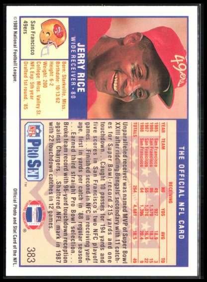 Jerry Rice 1989 Pro Set