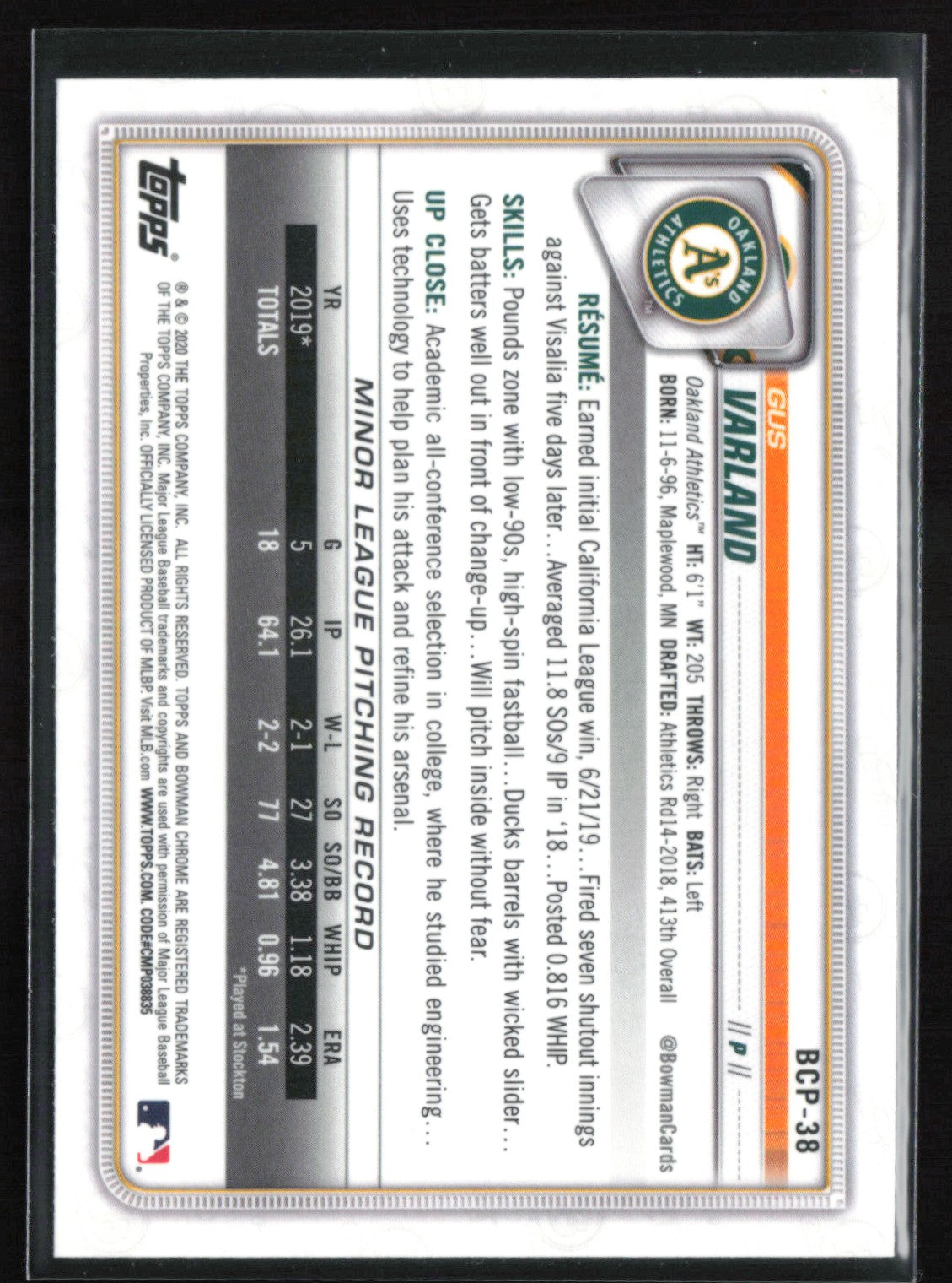 Gus Varland 1st Bowman Mojo
