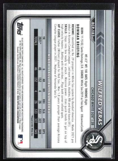 Wilfred Veras 1st Bowman Mojo