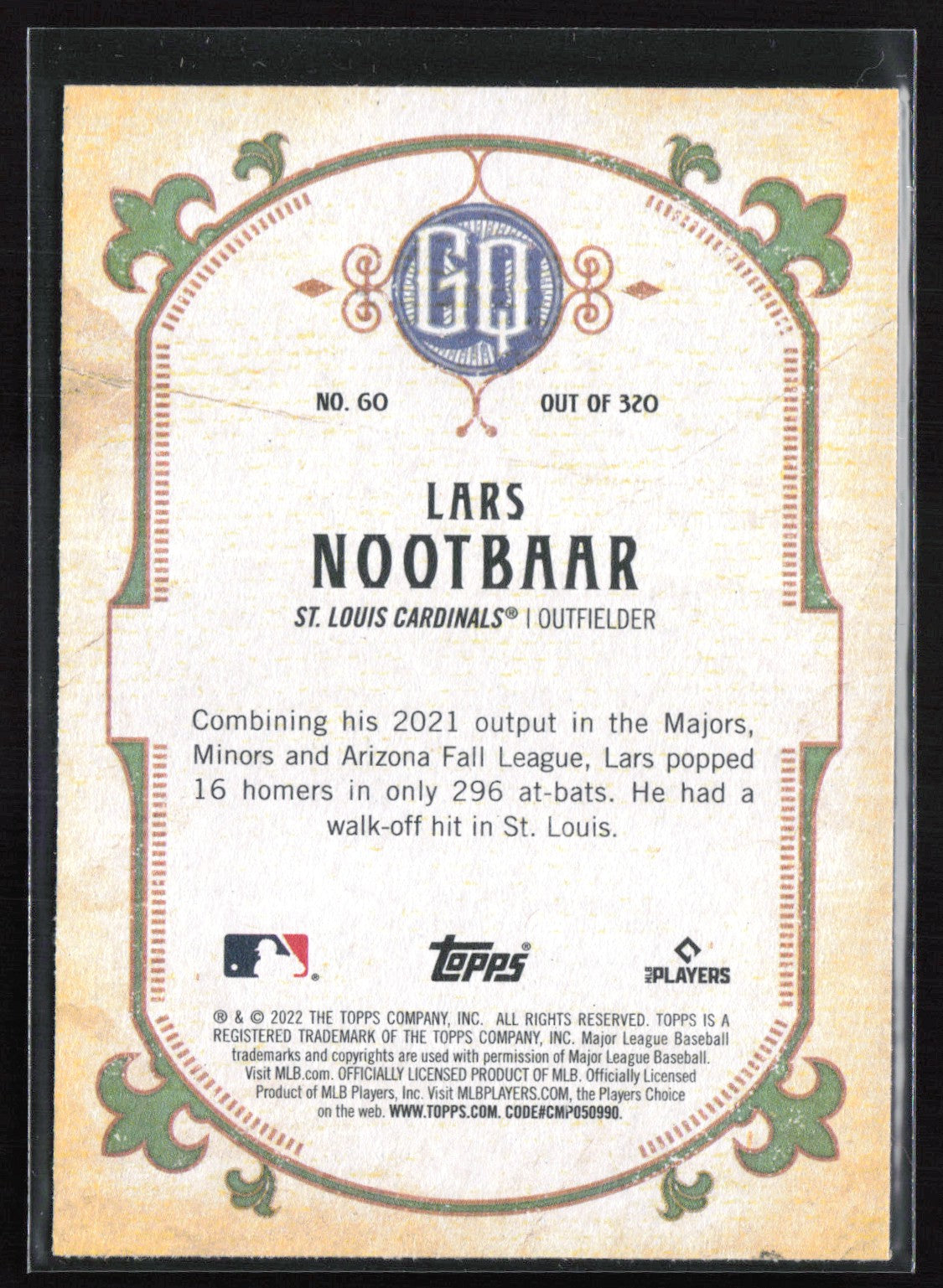 2022 Topps Gypsy Queen 60 Lars Nootbaar RC – Dollar Box