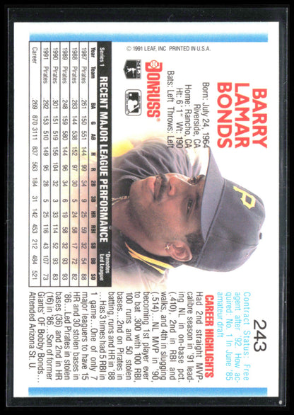 Barry Bonds 1992 Donruss