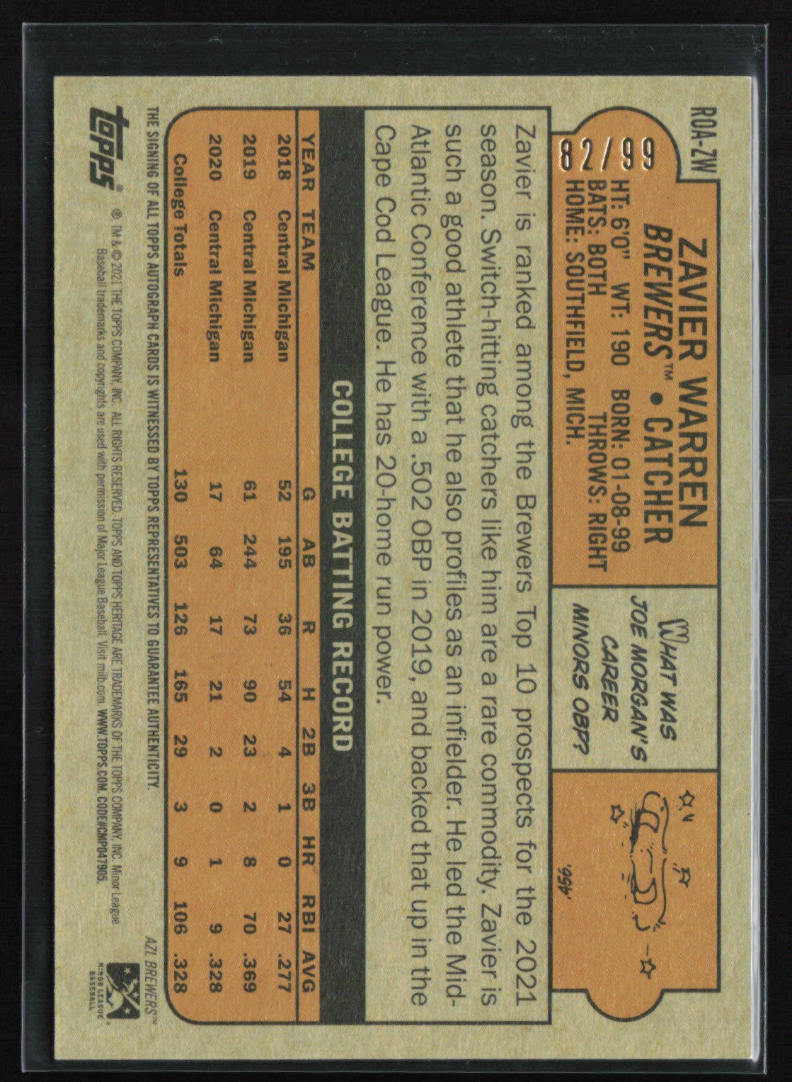 Zavier Warren Auto /99 Topps Heritage Minor League