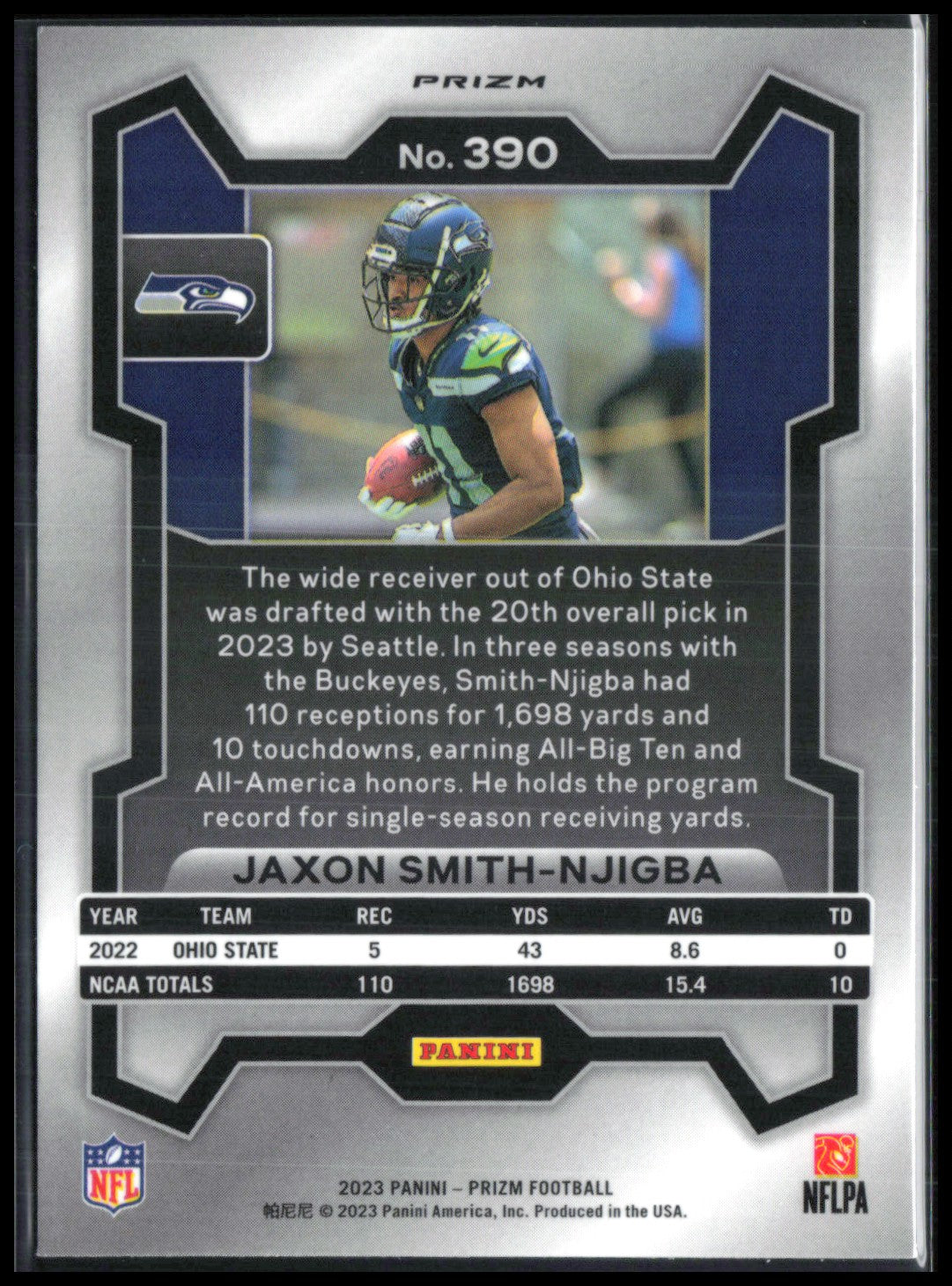 Jaxon Smith-Njigba RC Green Wave (Manufacturer Print Line, See Front)