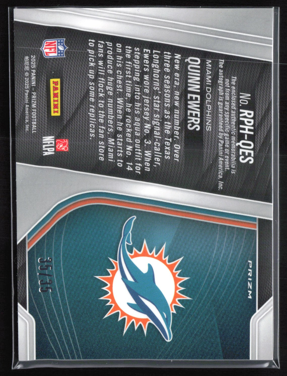 Quinn Ewers RC Patch Auto 35/35 Red Shimmer 2025 Prizm