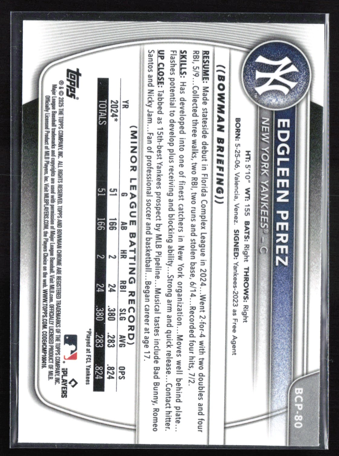 Edgleen Perez 1st Bowman Chrome