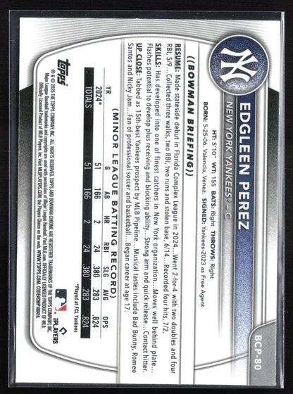 Edgleen Perez 1st Bowman Chrome