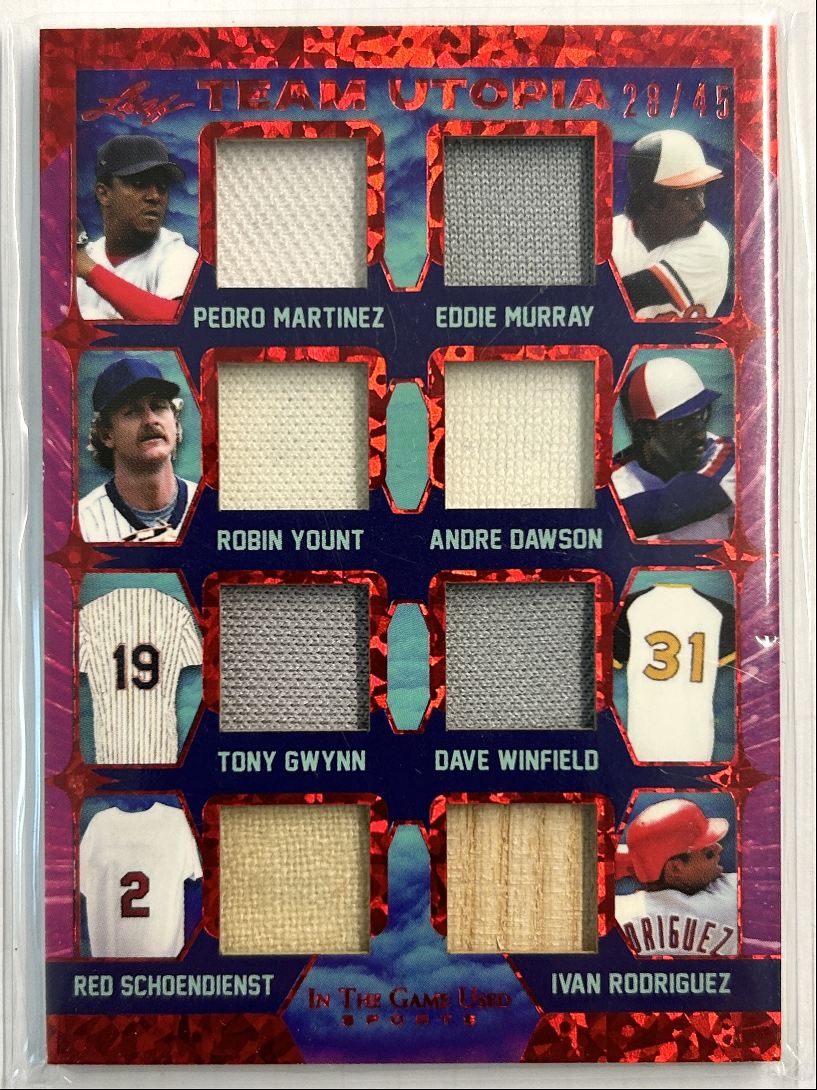 Pedro Martinez/Eddie Murray/Robin Yount/Andre Dawson/Tony Gwynn/Dave Winfield/Red Schoendienst/Ivan Rodriguez Game-Used Relics /45