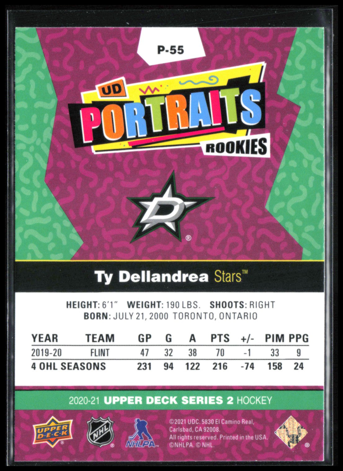Ty Dellandrea RC UD Portraits