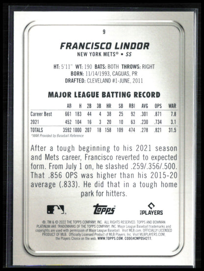 Francisco Lindor Crackle Foil