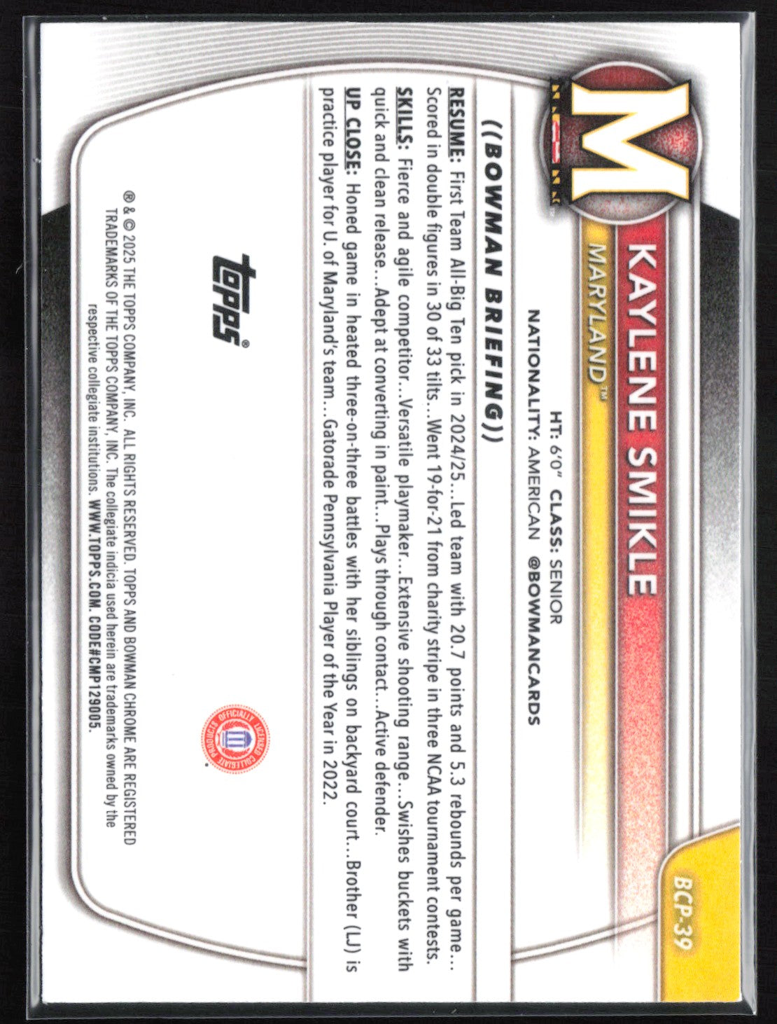Kaylene Smikle 1st Bowman Yellow /75