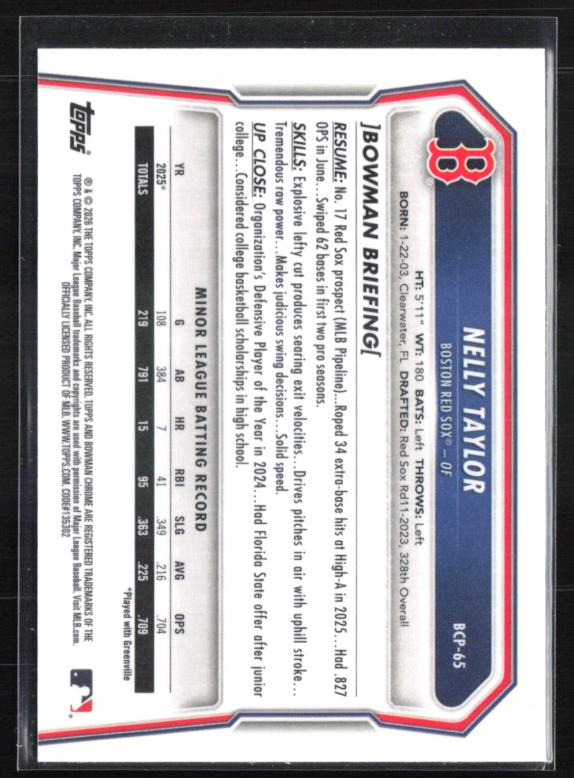 Nelly Taylor 1st Bowman Chrome