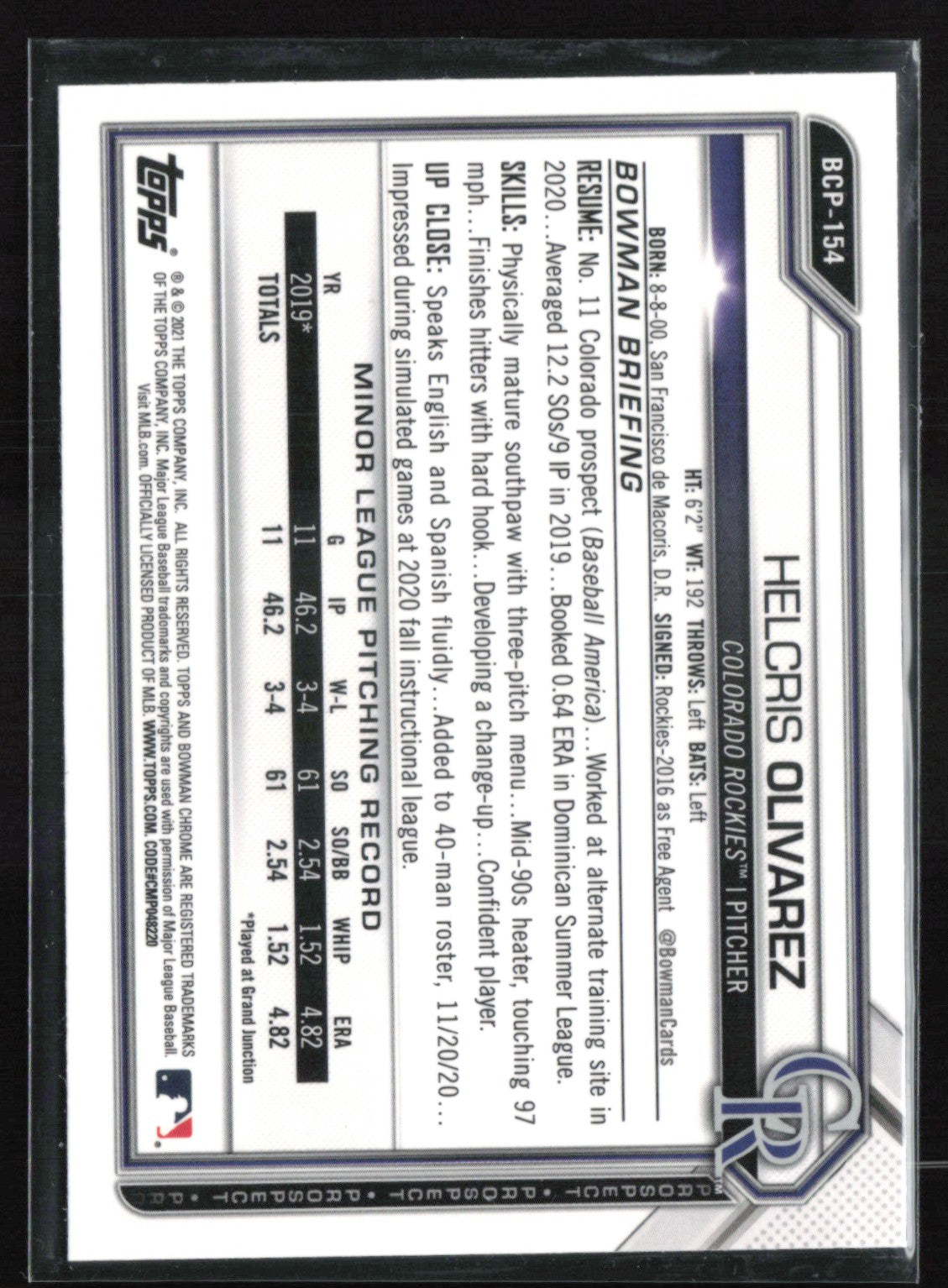 Helcris Olivarez 1st Bowman Mojo