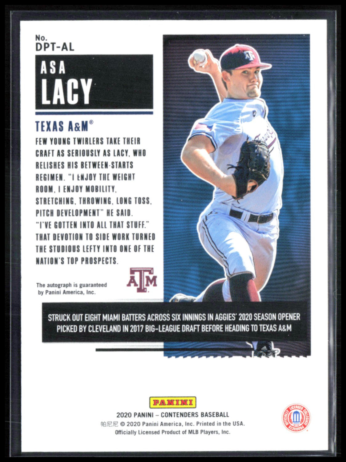 Asa Lacy Auto Draft Pick 2020 Contenders
