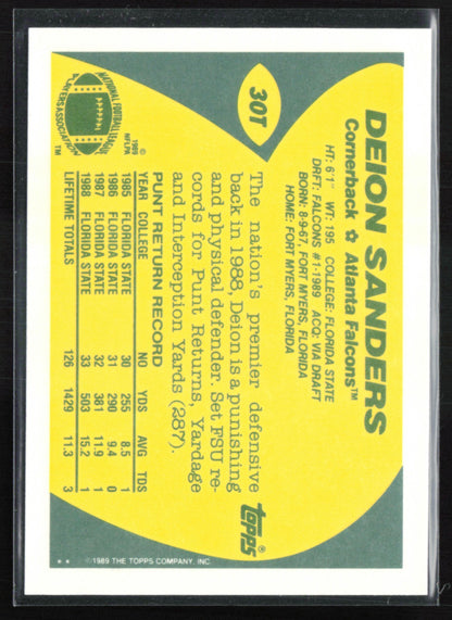 Deion Sanders 1989 Topps Traded