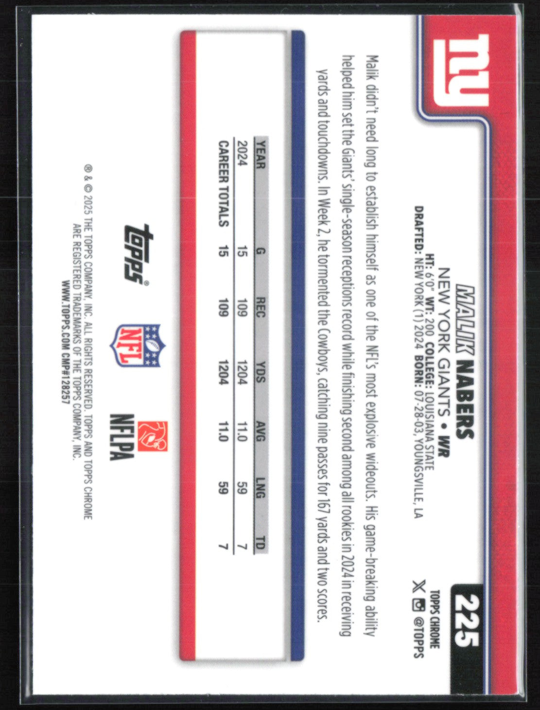 Malik Nabers Teal Refractor /299